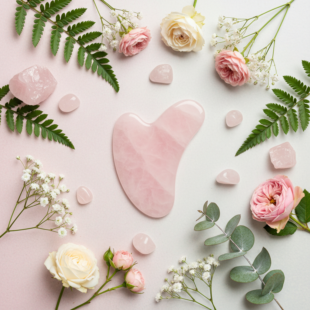 Rouleau Gua Sha en Quartz Rose - Soin Visage Naturel